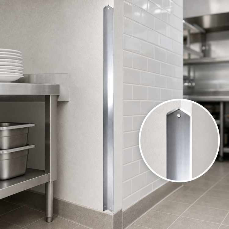 Product image #3 for Advance Tabco 96-Inch Long Stainless Steel Corner Guard, 2-Inch x 2-Inch Profile, Adhesive Backed