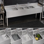 Thumbnail image #3 for Krowne Silver Series 18-64C Four-Compartment Underbar Sink with Dual Drainboards, 72-Inch Wide, Faucet Included