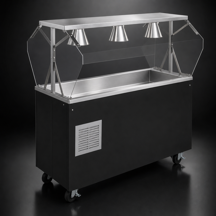 Product image #3 for Vollrath 2-Series Affordable Portable Refrigerated Cafeteria Unit with 3-Pan Well, Breath Guard and Storage Base