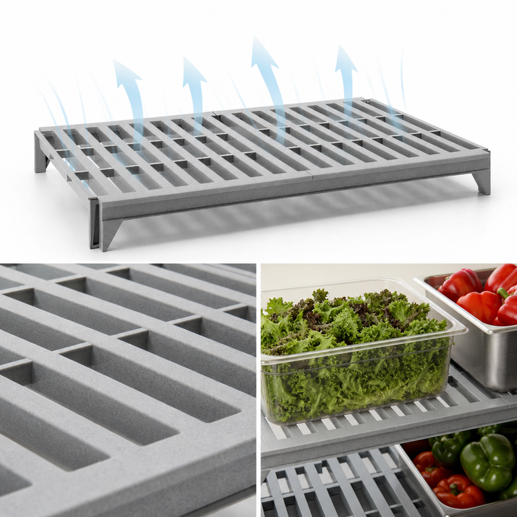 Product image #4 for Cambro Camshelving Premium Polymer 21" x 54" Vented Shelf Kit, Speckled Gray
