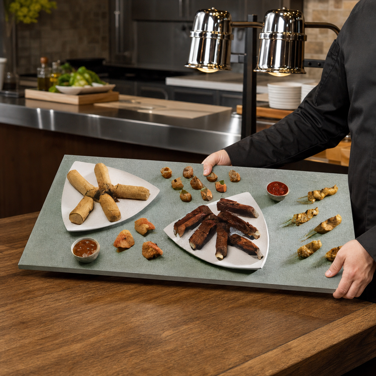 Product image #3 for Hatco Glo-Ray Portable Heated Simulated Stone Rectangular Warming Shelf, 72 x 18 Inches, Freestanding