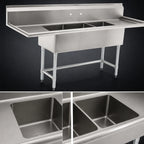 Thumbnail image #3 for Eagle Group BlendPort® BPS-1836-2-FE 2-Compartment Stainless Steel Commercial Sink, 18 x 18 in Bowls, 12 in Deep, Galvanized Legs