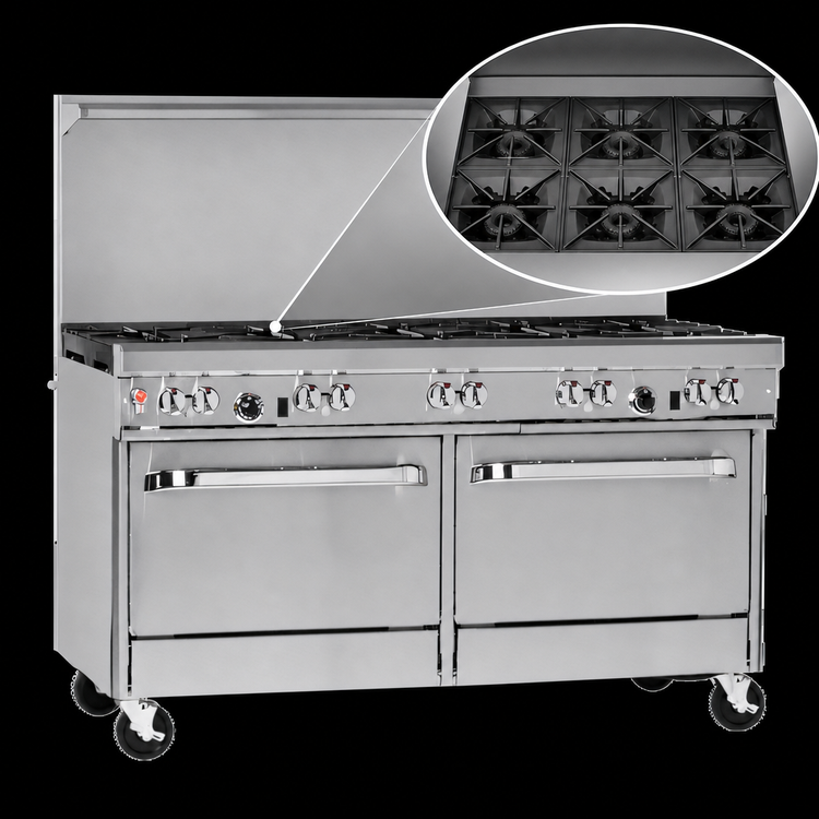 Product image #3 for Southbend Ultimate 60-Inch Gas Restaurant Range with 6 Burners, 24-Inch Griddle/Broiler and 2 Convection Ovens