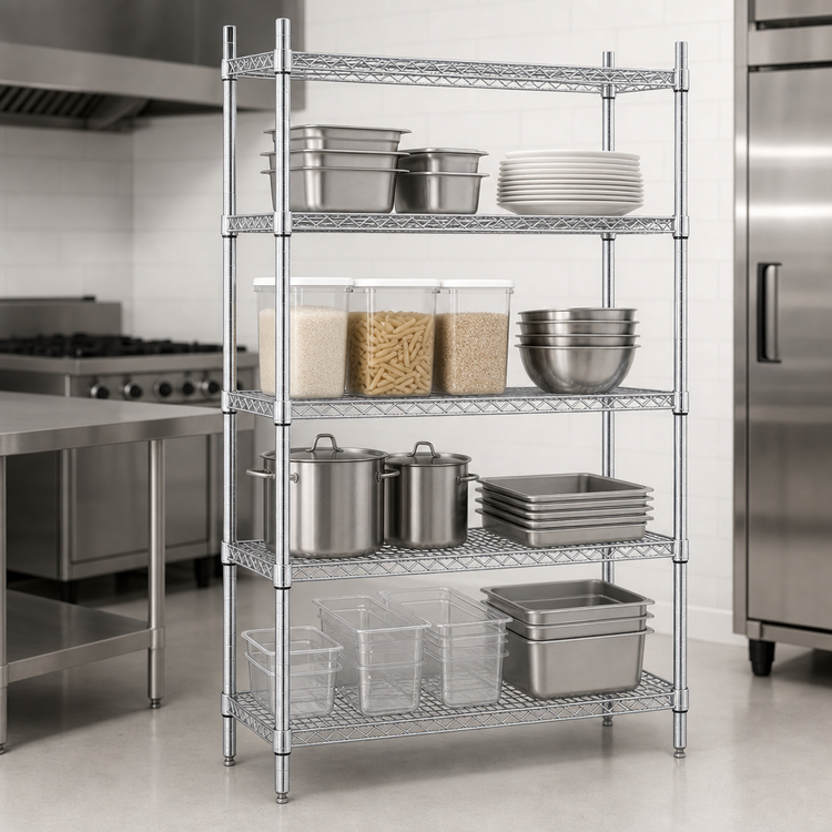 Product image #3 for Advance Tabco Special Value Series 42 Inch x 18 Inch x 74 Inch Chrome Wire Shelving Unit with 4 Shelves