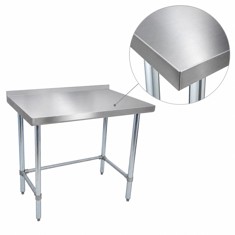 Product image #3 for BK Resources 72-Inch x 18-Inch Open Base Stainless Steel Work Table with 1-1/2-Inch Riser