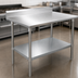 Thumbnail image #3 for John Boos Stallion 60-Inch x 36-Inch 16-Gauge Stainless Steel Work Table with 5-Inch Backsplash and Galvanized Undershelf