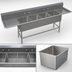 Thumbnail image #3 for John Boos Pro-Bowl Commercial 4-Compartment Sink with Left and Right Drainboards, 14-Gauge Stainless Steel, 111-1/4 Inch Wide