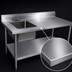 Thumbnail image #3 for John Boos 60-Inch Stainless Steel Prep Table with Left Sink Bowl, 5-Inch Backsplash and Undershelf