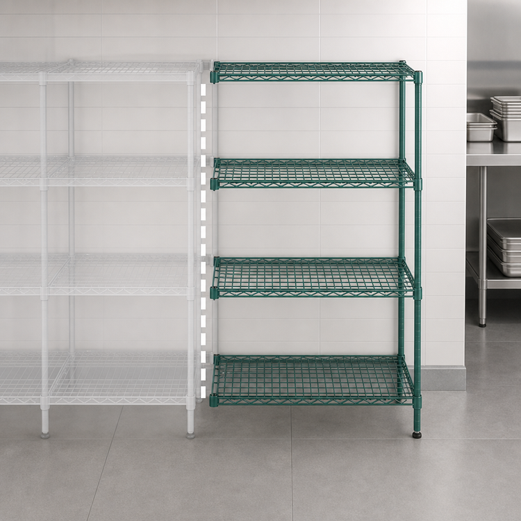 Product image #3 for Eagle Group Valu-Gard Green Epoxy 4-Tier Wire Add-On Shelving Unit, 24-Inch Wide x 21-Inch Deep x 74-Inch High