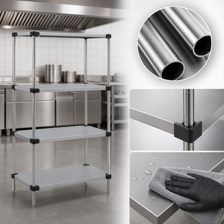Product image #3 for Quantum 24 x 18 x 74-Inch 4-Shelf Solid Stainless Steel Stationary Shelving Starter Kit