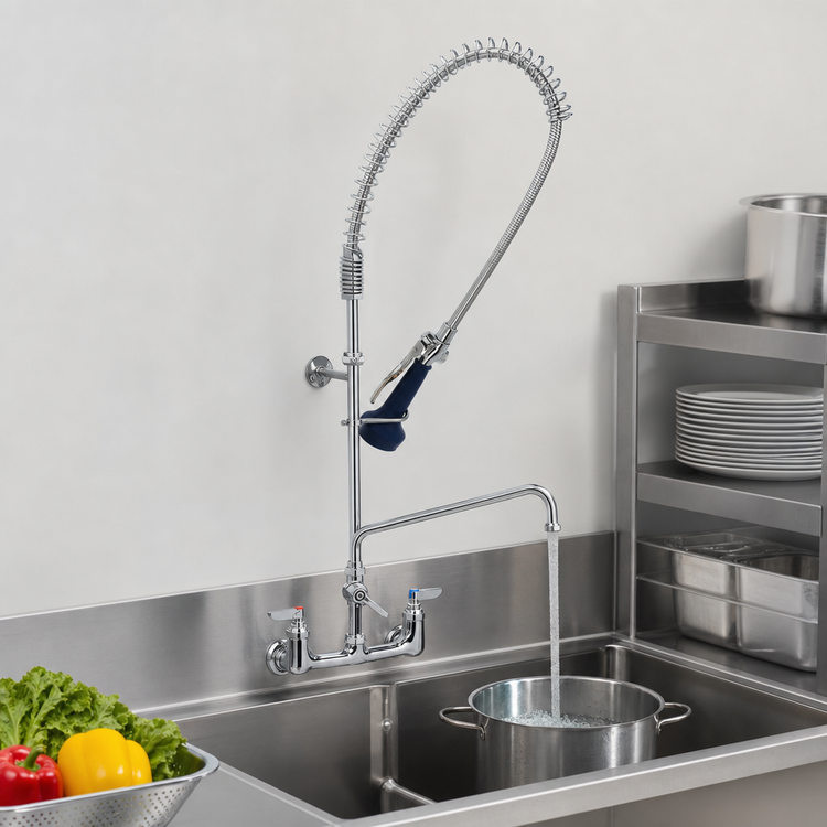 Product image #3 for T&S Brass EasyInstall 8-Inch Wall Mount Pre-Rinse Unit with Add-On Faucet and 1.07 GPM Spray Valve