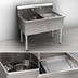 Thumbnail image #3 for Eagle Group Two-Compartment Utility Sink with Legs, 61-3/8 Inch W x 28 Inch D, 304 Stainless Steel, 30 x 24 x 13-3/8 Inch Bowls, No Drainboards