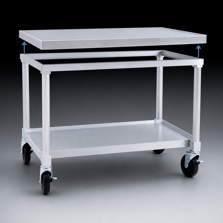 Product image #3 for New Age 48 Inch Wide x 30 Inch Deep Aluminum Equipment Stand with 12-Gauge Removable Top and Open Base