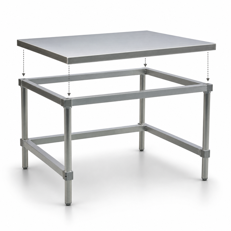 Product image #3 for New Age 48" W x 24" D x 24" H Aluminum Equipment Stand with Open Base and 12-Gauge Removable Top