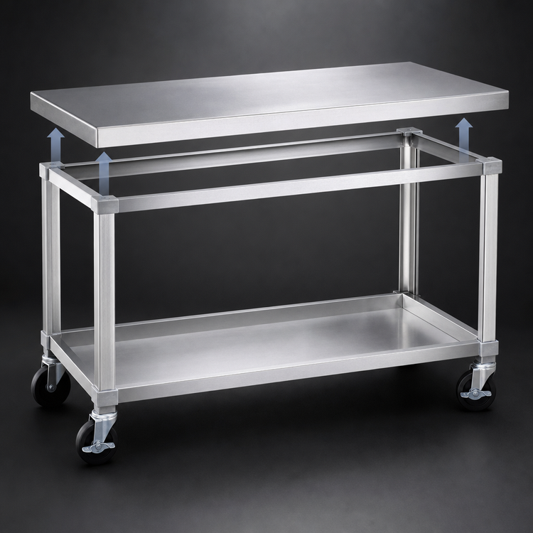 Product image #3 for New Age 72-Inch x 24-Inch x 24-Inch Open Base Aluminum Equipment Stand with 12-Gauge Removable Top