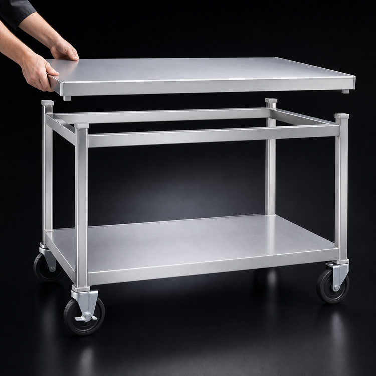 Product image #3 for New Age 72-Inch Mobile Aluminum Equipment Stand with 12-Gauge Marine-Edge Top and Casters