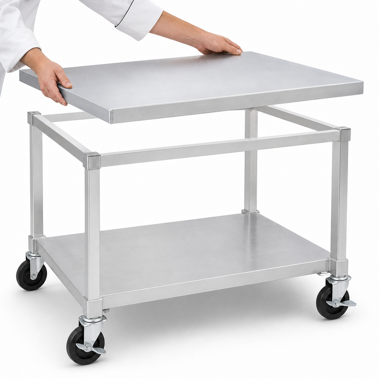 Product image #3 for New Age Mobile Aluminum Equipment Stand with Undershelf, 48 x 30 x 24 Inches, 12-Gauge Marine-Edge Top