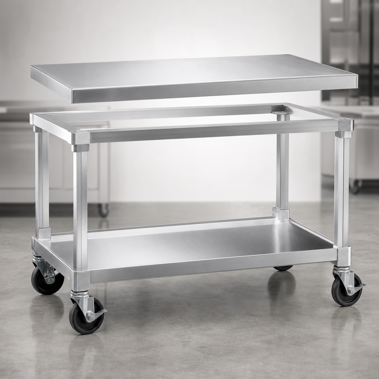Product image #3 for New Age 72-Inch Mobile Aluminum Equipment Stand with 12-Gauge Top and Open Base