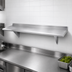 Thumbnail image #3 for Advance Tabco 132-Inch x 18-Inch Wall-Mounted 18-Gauge 430 Stainless Steel Shelf with Bullnose Front Edge