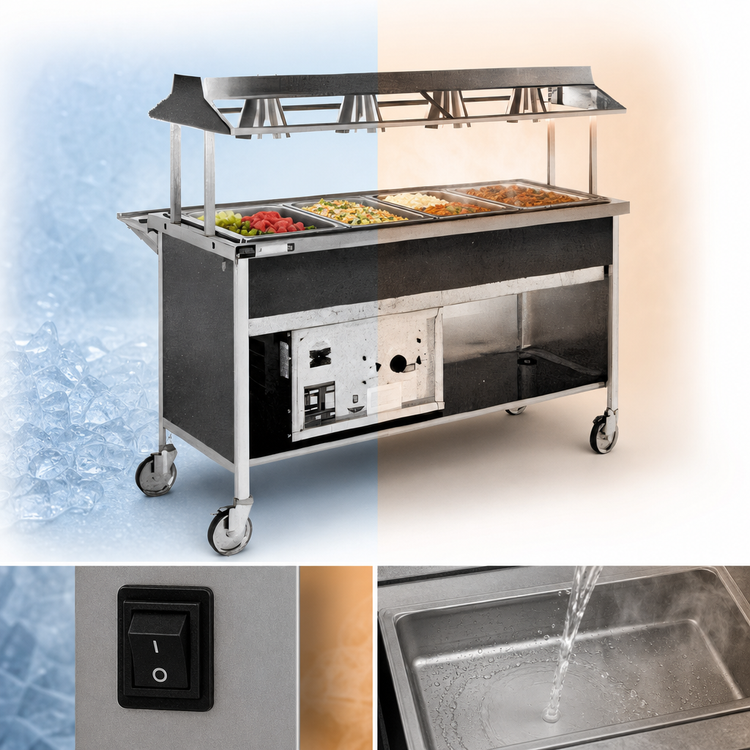 Product image #3 for Atlas Metal CAHC-6 Dual Temp 6-Pan Full-Size Hot and Cold Buffet Station