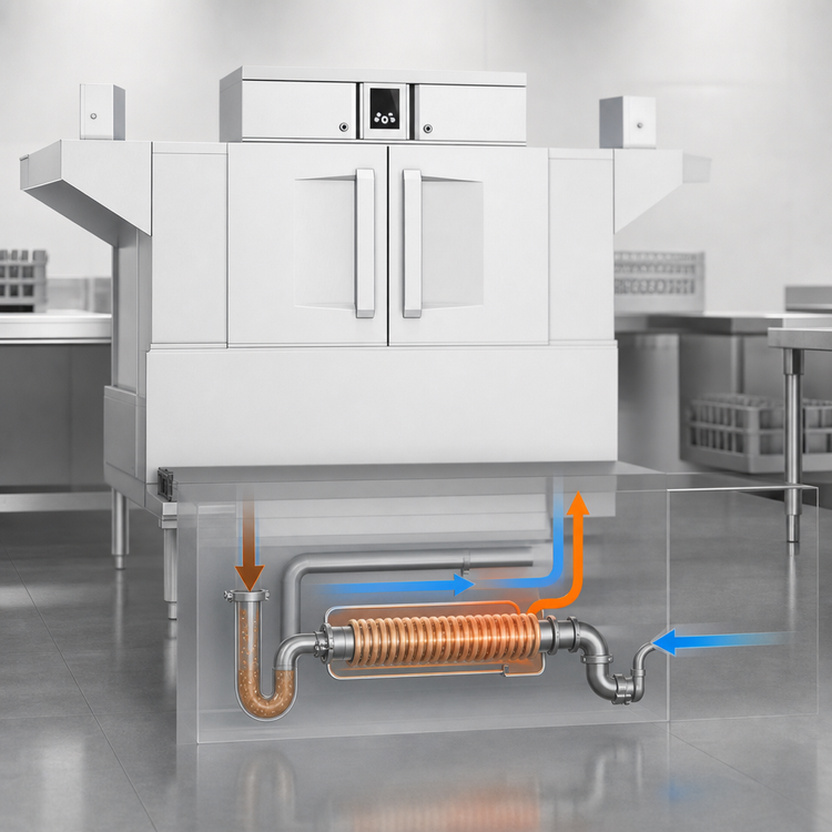 Product image #3 for Hobart CL64-DWR Steam High Temperature Rack Conveyor Dishwasher with Drain Water Energy Recovery and 24 kW Booster Heater