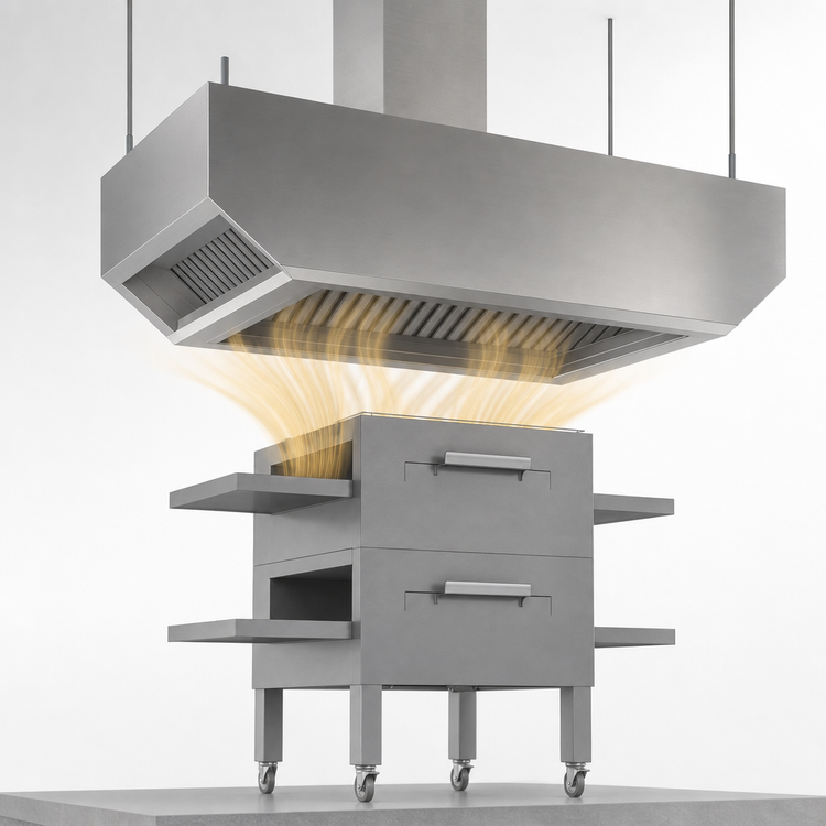 Product image #4 for Avtec SimpleSpec Island Conveyor Pizza Oven Hood, 98 x 42 x 24 Inches, Type I/II