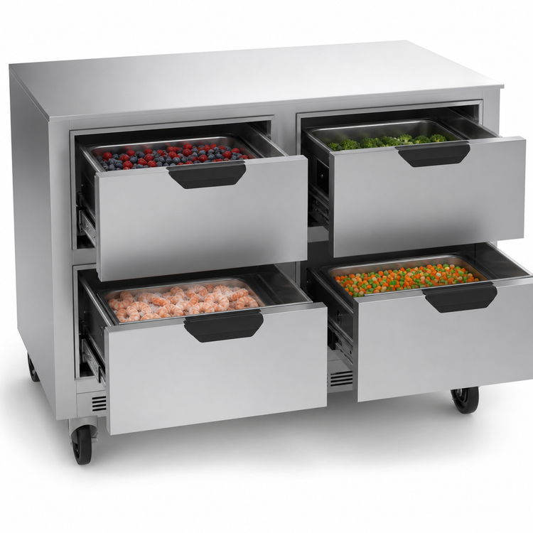 Product image #3 for Beverage-Air UCFD48AHC-4 Two-Section 4-Drawer Undercounter Freezer, 48-Inch, 11.6 Cu. Ft.