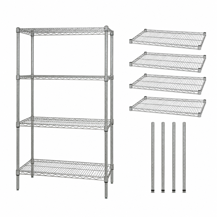 Product image #3 for Quantum Chrome Plated Wire Shelving Starter Kit, 60"W x 30"D x 63"H, 4 Shelves