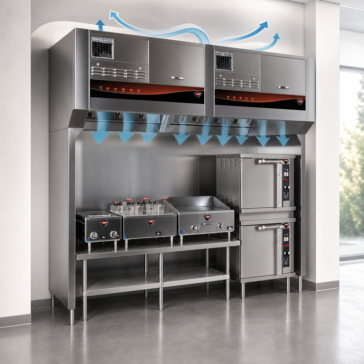 Product image #3 for Wells WVU-96SS 96-Inch Universal Ventless Hood System with Stainless Steel Stand