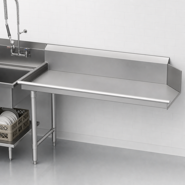 Product image #3 for John Boos 60-Inch Clean Straight Stainless Steel Dish Table with 10-Inch Boxed Backsplash, Right-to-Left Operation