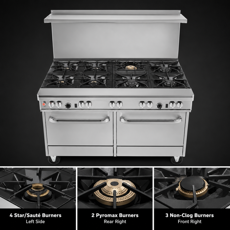 Product image #3 for Southbend Ultimate 60-Inch Gas Restaurant Range with 9 Open Burners and 2 Convection Ovens
