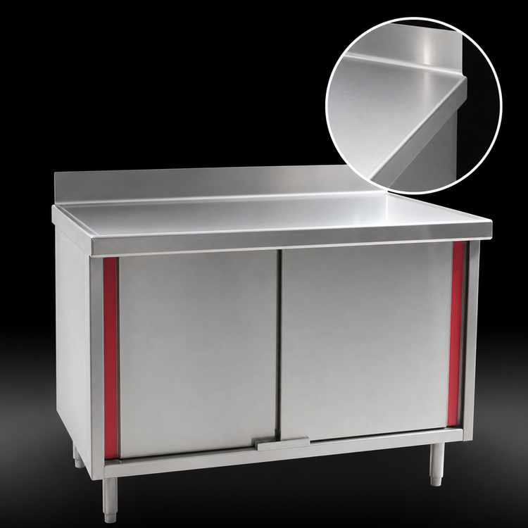 Product image #3 for Spec-Master Marine Series 48"W x 30"D Stainless Steel Work Table with Cabinet Base and Sliding Doors