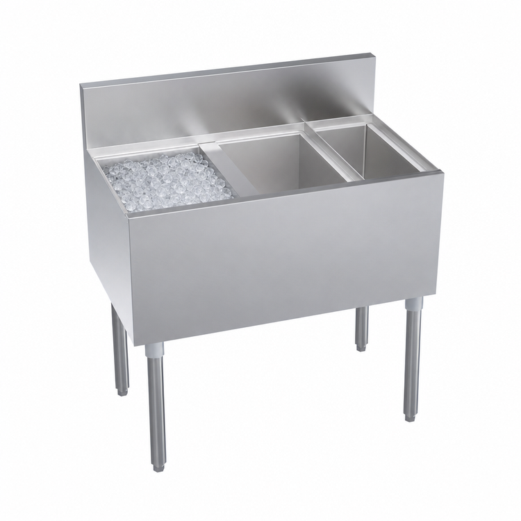 Product image #3 for Krowne Royal Series 32-Inch Underbar Speed Multi Station with 24-Inch Left Ice Bin and Insulated Bottle Well