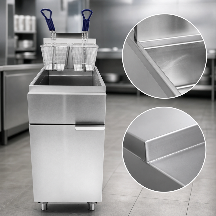 Product image #2 for Atosa Cook Rite 40 lb. Propane Floor Model Deep Fryer, 3-Burner Manual Control