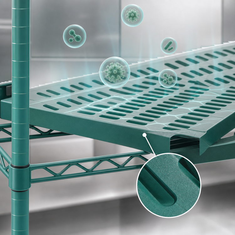 Product image #3 for QuadPlus Louvered Polymer Shelf Mat with Wire Frame, 36 x 24 Inch, Green