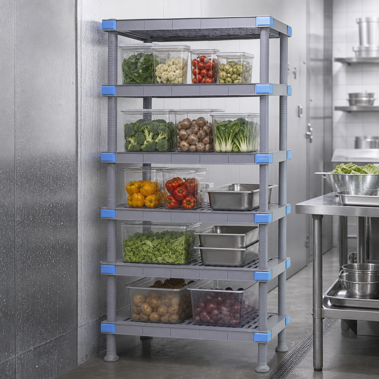 Product image #3 for Millenia 54"W x 24"D x 86"H Polymer Shelving Starter Unit with 5 Open Grid Shelves