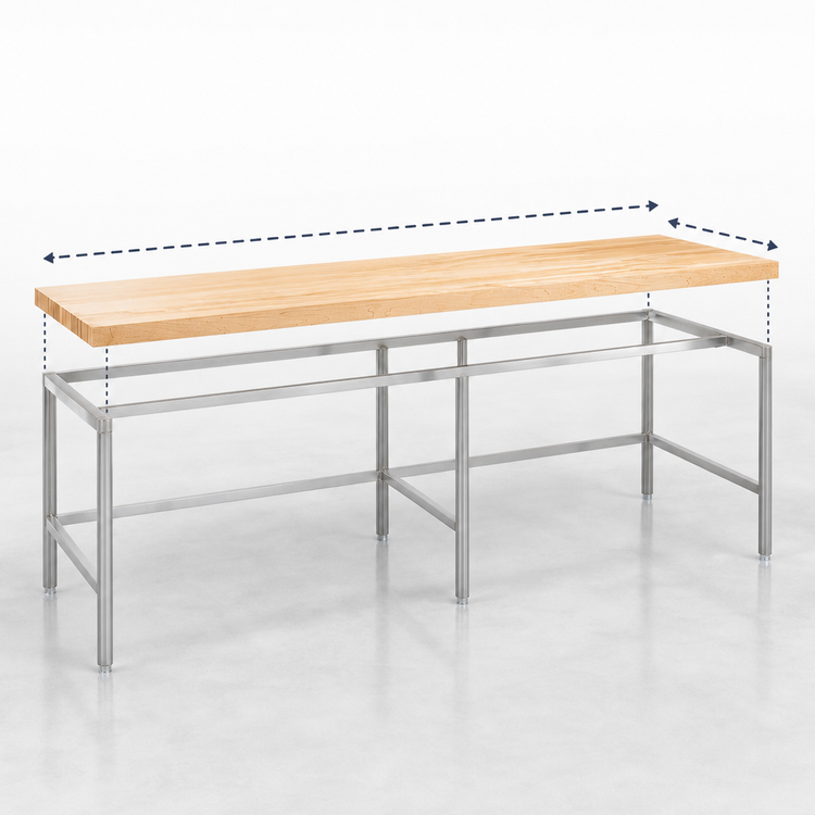 Product image #3 for John Boos Stainless Steel Baker's Table Frame for 120" x 30" Wood Top