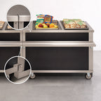 Thumbnail image #3 for Dinex DineXpress DXP4ST 60-Inch Mobile Stainless Steel Solid Top Utility Serving Counter, Open Cabinet Base, Modular Interlocking Design