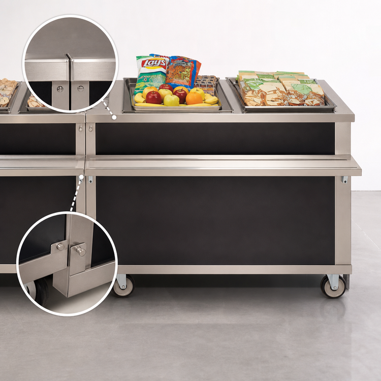 Product image #3 for DineXpress 60-Inch Mobile Stainless Steel Solid Top Utility Serving Counter