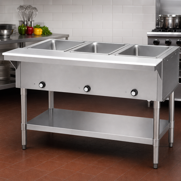 Product image #3 for Eagle Group DHT3-120 48-Inch Electric 3-Well Hot Food Table, Open Base, 120V