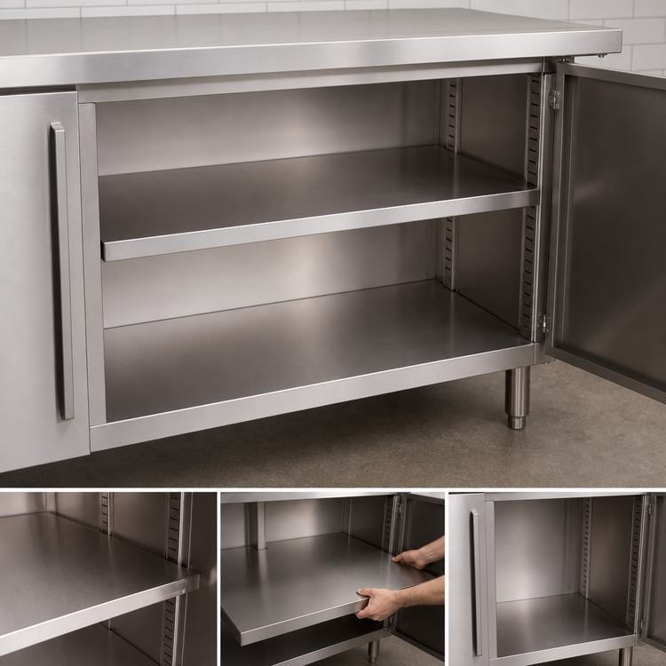 Product image #3 for BK Resources 72-Inch Stainless Steel Optional Removable Shelf for 24 x 72 Cabinet Base Chef Tables
