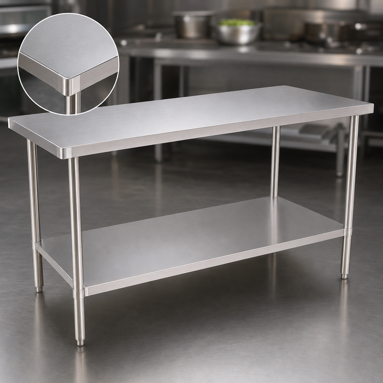 Product image #3 for 48" x 18" x 36" 18-Gauge 18/430 Stainless Steel Commercial Work Table with Undershelf