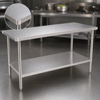 Thumbnail image #3 for Klinger's Trading AST1848 48"W x 18"D x 36"H 18-Gauge 18/430 Stainless Steel Work Table with Undershelf