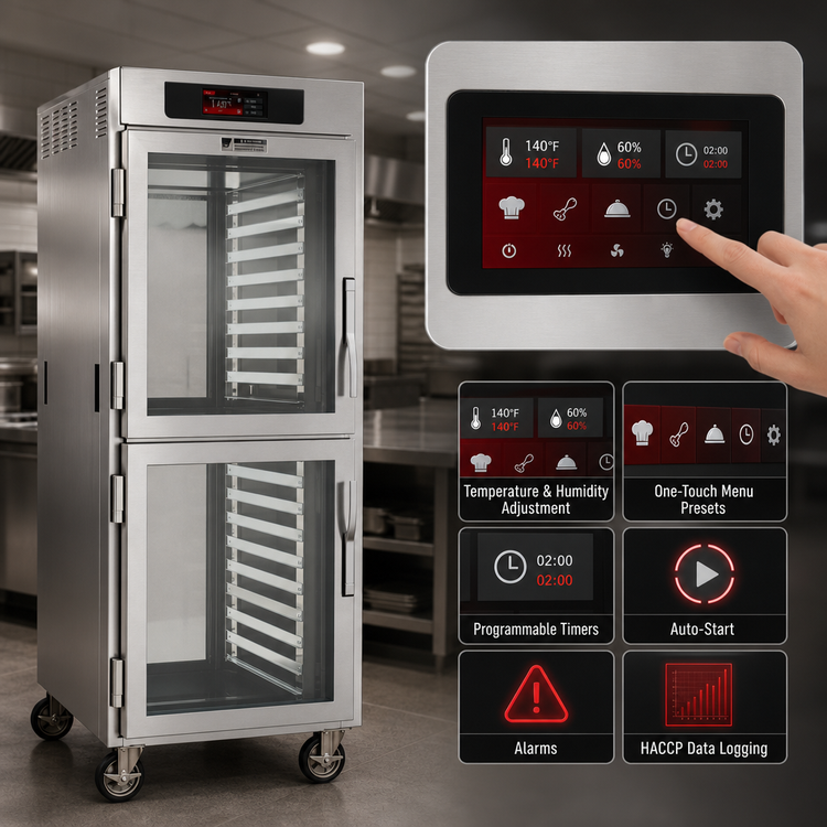 Product image #3 for Metro C5 8 Series Full-Height Pass-Thru Controlled Temperature Holding Cabinet with Touchscreen Controls, Dutch Glass Doors, and 17-Pan Capacity