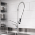 Thumbnail image #4 for Single Hole Deck Mount Mixing Faucet with 12-Inch Swing Nozzle, Add-On Spray Valve, and 24-Inch Riser