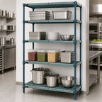 Thumbnail image #3 for Quantum WR74-1848WPM 4-Tier Stationary Wire Plastic Mat Shelving Unit, 48 x 18 x 74 Inches, Green