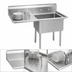 Thumbnail image #3 for BK Resources Economy 1-Compartment Stainless Steel Sink with Left Drainboard, 38-1/2 Inch