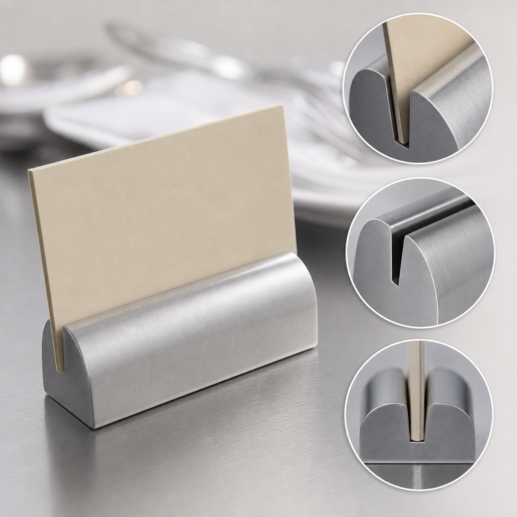 Product image #3 for American Metalcraft Stainless Steel Brushed Satin Slim-Slit Menu Card Holder, 2 x 2 x 3/4 Inch