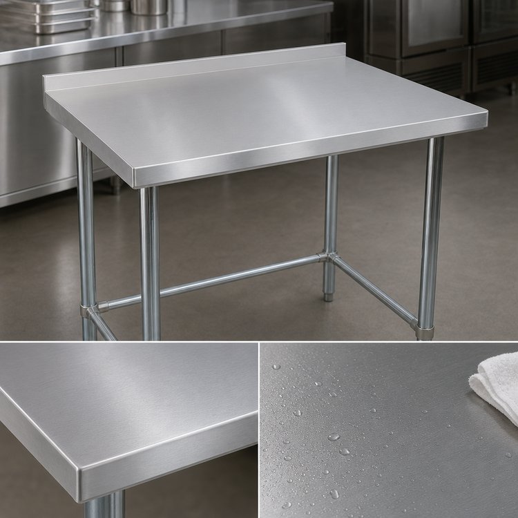 Product image #3 for BK Resources 48-Inch x 30-Inch Open Base Riser Top Stainless Steel Work Table