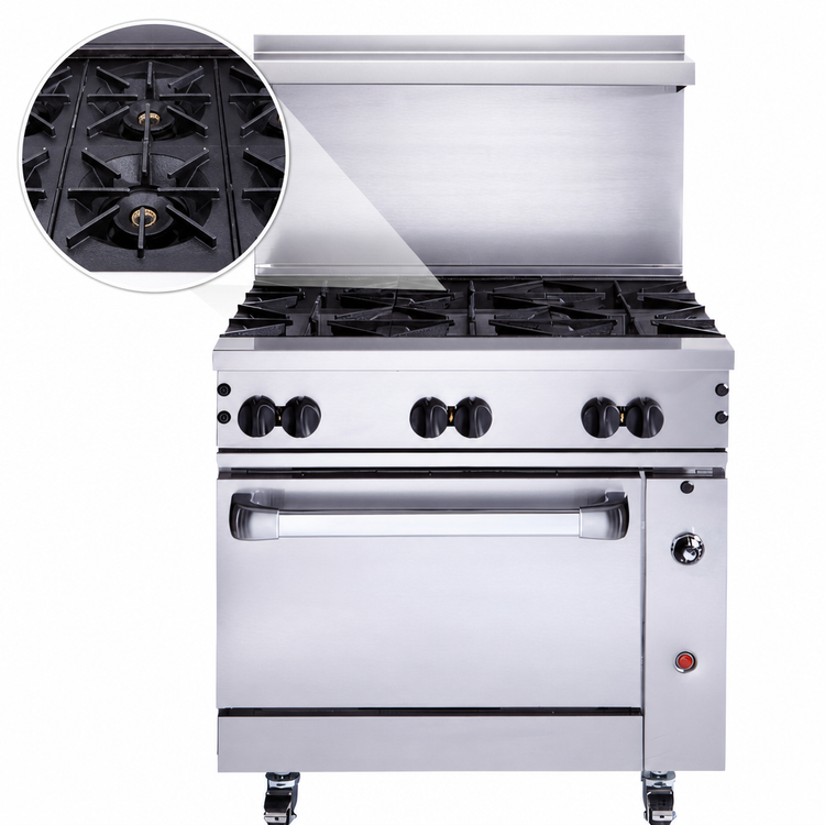 Product image #4 for Vulcan Endurance 36-Inch Propane Gas Restaurant Range with 6 Open Burners and Convection Oven